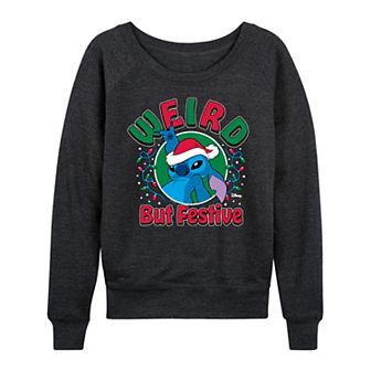 Women's Disney's Lilo & Stitch Weird But Festive French Terry Long Sleeve Tee