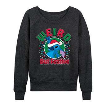 Women's Disney's Lilo & Stitch Weird But Festive French Terry Long Sleeve Tee