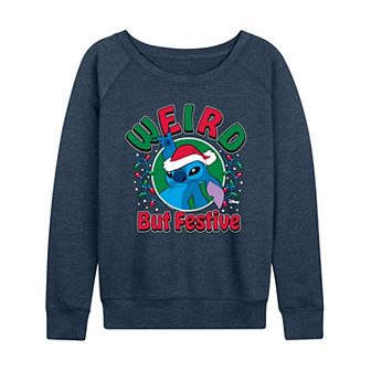 Women's Disney's Lilo & Stitch Weird But Festive French Terry Long Sleeve Tee