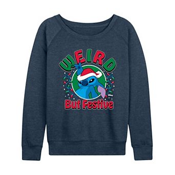 Women's Disney's Lilo & Stitch Weird But Festive French Terry Long Sleeve Tee