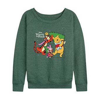 Women's Disney's Winnie The Pooh Christmas Tree French Terry Long Sleeve Tee
