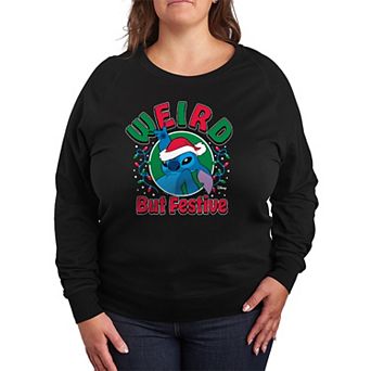 Plus Size Disney's Lilo & Stitch Weird But Festive French Terry Long Sleeve Tee