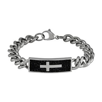 Men's Stainless Steel Polished Cross Bracelet