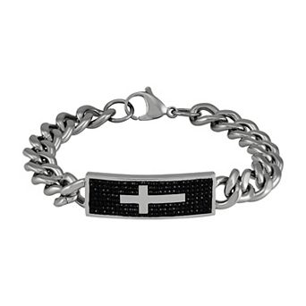 Men's Stainless Steel Polished Cross Bracelet