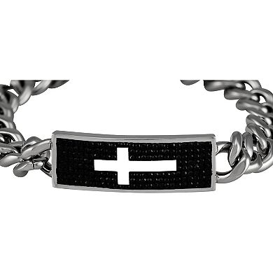 Men's Stainless Steel Polished Cross Bracelet
