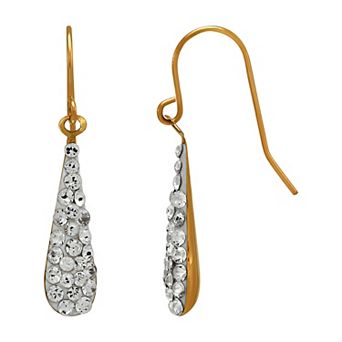 14k Gold Clear Crystal Teardrop Earrings