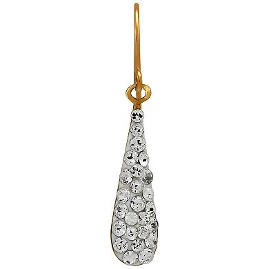 14k Gold Clear Crystal Teardrop Earrings