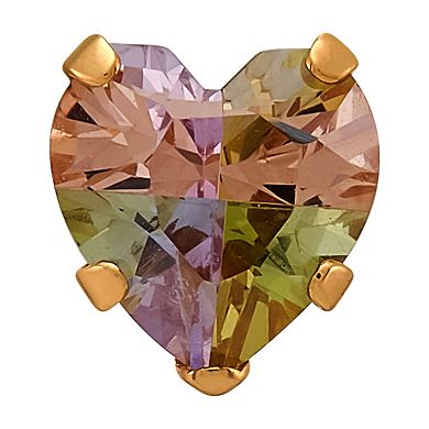 Kids 14k Gold Multicolor Cubic Zirconia Heart Stud Earrings