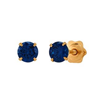Kids 14k Gold Colored Cubic Zirconia Round Stud Earrings