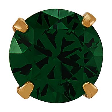 Kids 14k Gold Colored Cubic Zirconia Round Stud Earrings