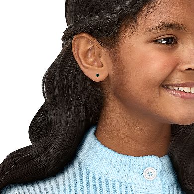 Kids 14k Gold Colored Cubic Zirconia Round Stud Earrings
