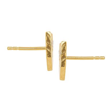 18k Gold Over Silver Cubic Zirconia Chevron Stud Earrings