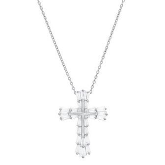 Sterling Silver Cubic Zirconia Cross Pendant Necklace