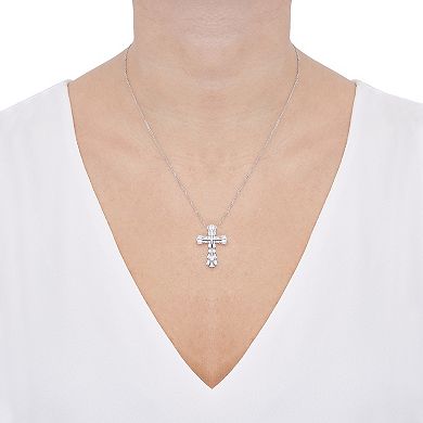 Sterling Silver Cubic Zirconia Cross Pendant Necklace