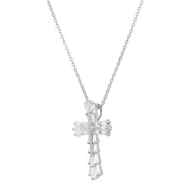 Sterling Silver Cubic Zirconia Cross Pendant Necklace