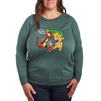 Plus Size Disney's Winnie The Pooh Christmas Tree French Terry Long Sleeve Tee