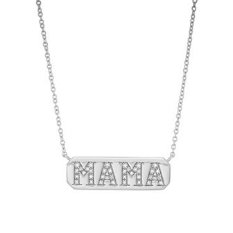 Sterling Silver 1/8 Carat T.W. Diamond MAMA Necklace