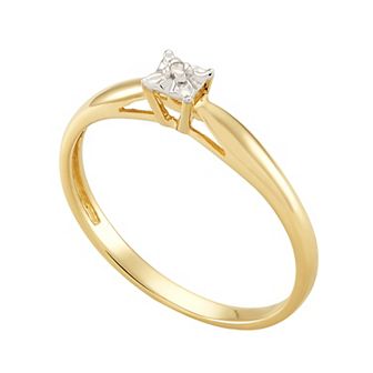 10k Gold Diamond Accent Solitaire Band Ring