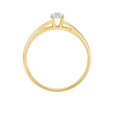 10k Gold Diamond Accent Solitaire Band Ring