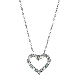 Sterling Silver Gemstone Heart Pendant Cable Chain Necklace