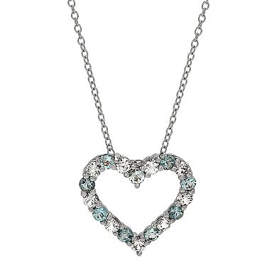 Sterling Silver Gemstone Heart Pendant Cable Chain Necklace