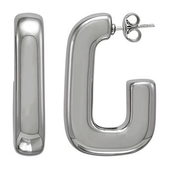 Sterling Silver Polish J-Hoop Earrings