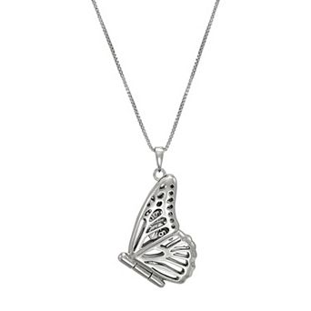 Sterling Silver Foldover Butterfly Pendant Necklace