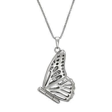 Sterling Silver Foldover Butterfly Pendant Necklace