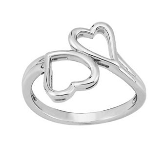 Sterling Silver Bypass Heart Band Ring