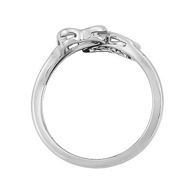 Sterling Silver Bypass Heart Band Ring