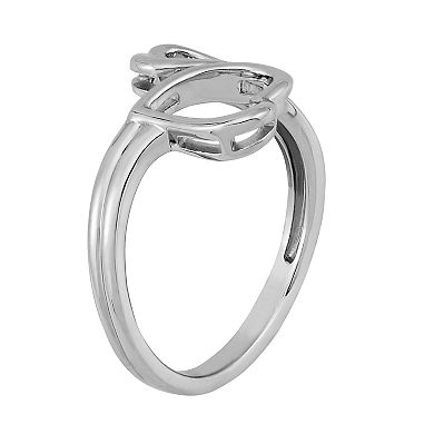 Sterling Silver Bypass Heart Band Ring