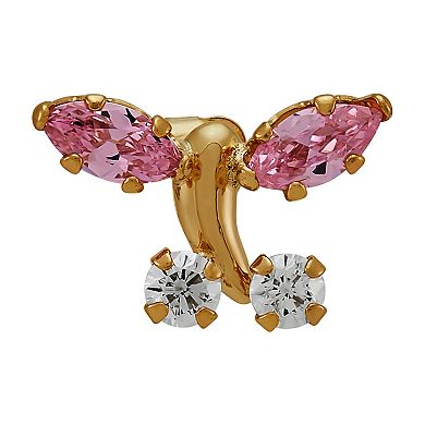 14k Gold Cubic Zirconia Butterfly Stud Earrings