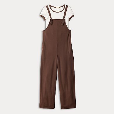 Juniors' Live To Be Spoiled Ringer Tee Jumpsuit