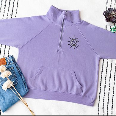 Simply Sage Market Embroidered Summer Sun Quarter Zip Fleece