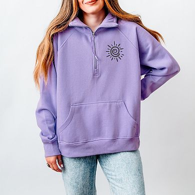 Simply Sage Market Embroidered Summer Sun Quarter Zip Fleece