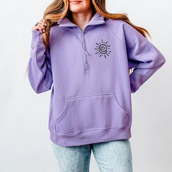 Simply Sage Market Embroidered Summer Sun Quarter Zip Fleece