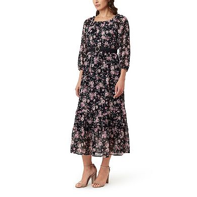 Juniors' WallFlower Daisy Off-the-Shoulder Belted Maxi Dress