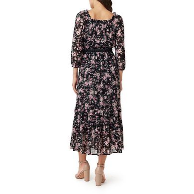 Juniors' WallFlower Daisy Off-the-Shoulder Belted Maxi Dress