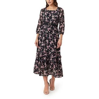 Juniors' WallFlower Daisy Off-the-Shoulder Belted Maxi Dress