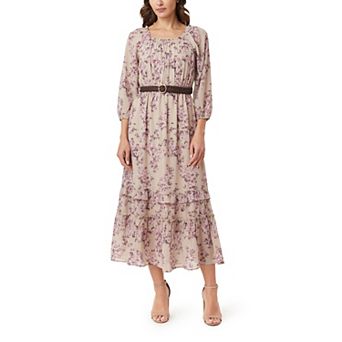 Juniors' WallFlower Daisy Off-the-Shoulder Belted Maxi Dress