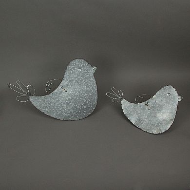 Set of 2 Galvanized Metal Bird Wall Pocket Planter Rustic Decorative Plant Vases