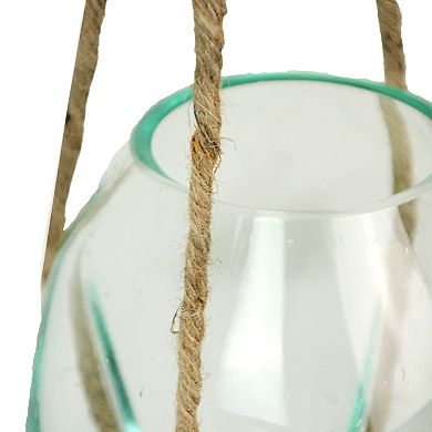 Hanging Molten Glass Vase with Jute Rope - 20.25 Inches High