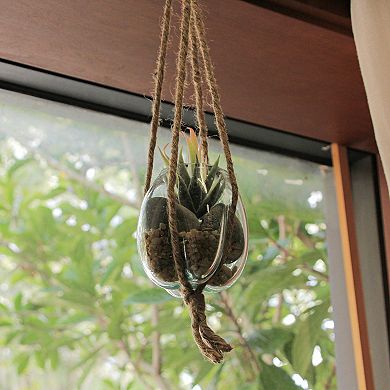 Hanging Molten Glass Vase with Jute Rope - 20.25 Inches High