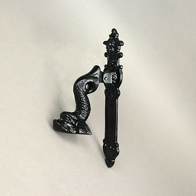 Rustic Black Enamel Cast Iron Roman Dolphin Decorative Door Knocker
