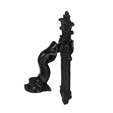 Rustic Black Enamel Cast Iron Roman Dolphin Decorative Door Knocker