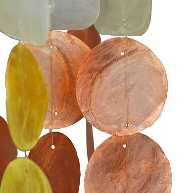 Amber, Yellow and White Capiz Shell Mini Wind Chime Garden Patio Yard