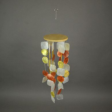 Amber, Yellow and White Capiz Shell Mini Wind Chime Garden Patio Yard