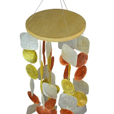 Amber, Yellow and White Capiz Shell Mini Wind Chime Garden Patio Yard