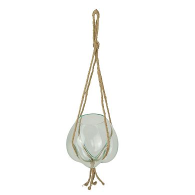 Hanging Molten Glass Terrarium Planter - 9x9 Inch, Handmade