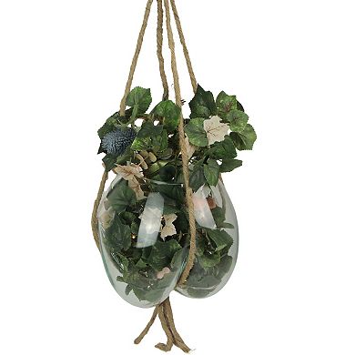 Hanging Molten Glass Terrarium Planter - 9x9 Inch, Handmade